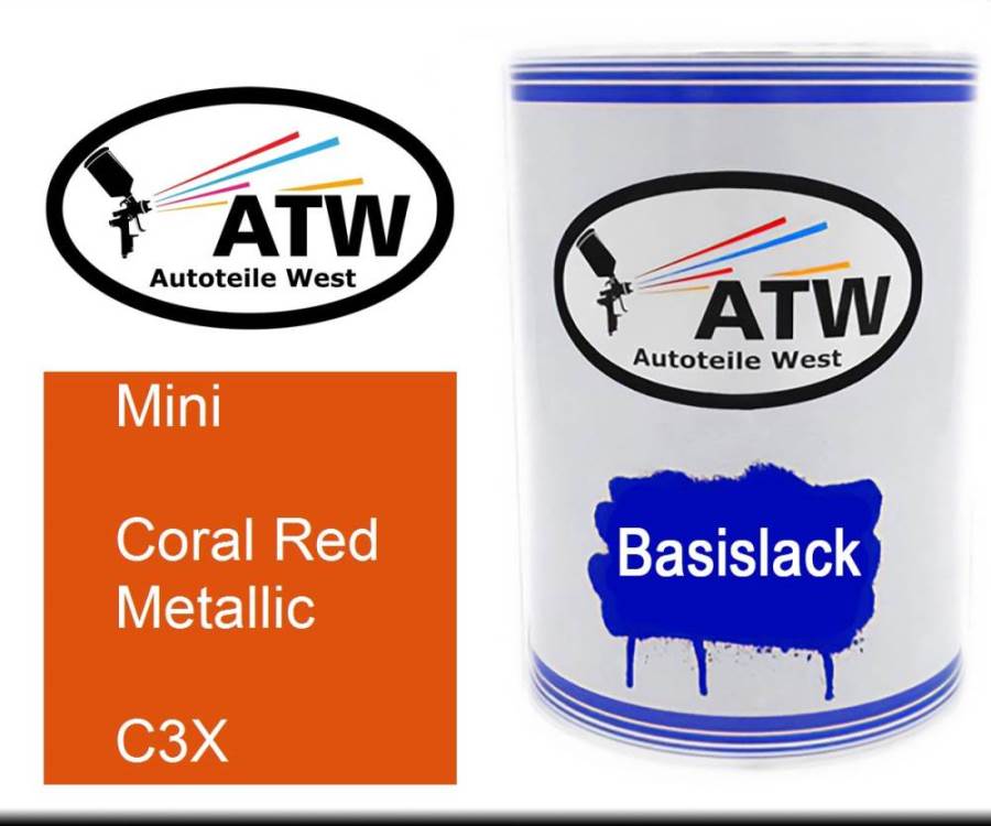 Mini, Coral Red Metallic, C3X: 500ml Lackdose, von ATW Autoteile West.